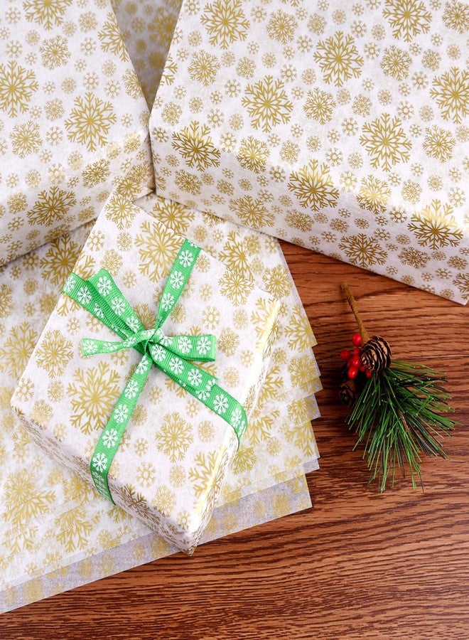 MIAHART 60 Gold Christmas Snowflake Tissue Paper Sheets 50x35cm Christmas Wrapping Paper for DIY and Craft Gift Bags Decorations(Gold) - Image 4